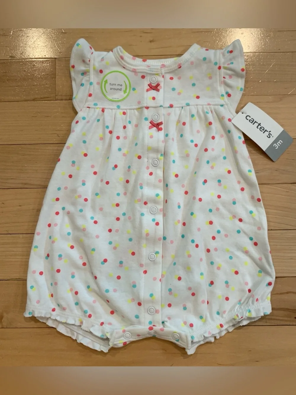 New! Carter's Baby Girl Rompers Size 3 Months Set of 2 Outfits Butterfly Rainbow